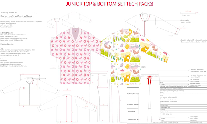 make garment tech pack with measurement spec and bom