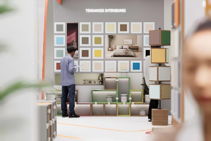design a modern 3d exhibition stand or trade show booth