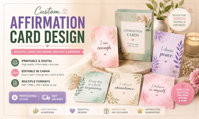 design christian affirmation card or scripture flashcards and prayer journal