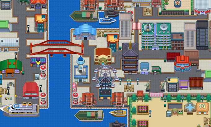 create rpg maps, pokemon maps, tilemaps and pixel art tilesets for pixel games