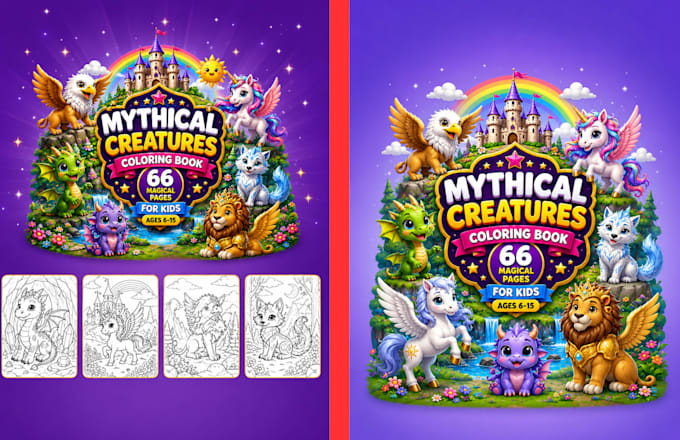 create unique mythical creatures coloring book pages  cover