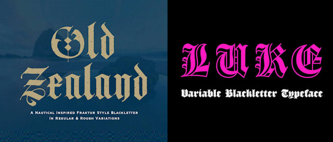 do custom blackletter text old english font logo design