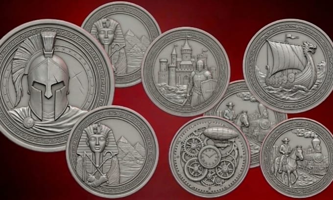 3d coin model, challenge coin, medallion, bas relief 3d trophy award stl or 3mf