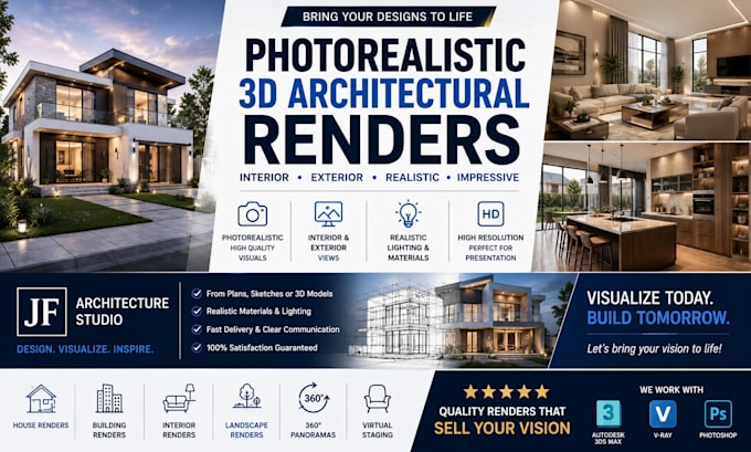 create photorealistic 3d architectural renders for your project