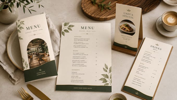 design a professional restaurant or cafe menu in canva