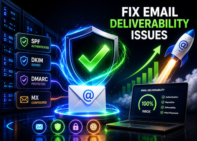 fix spf, dkim, dmarc, mx records, and dns email deliverability issues
