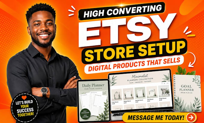 setup etsy store with digital products and do etsy seo optimization