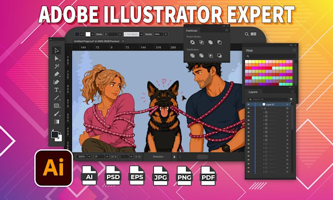 do anything in adobe illustrator, redraw logo design, vector art illustration