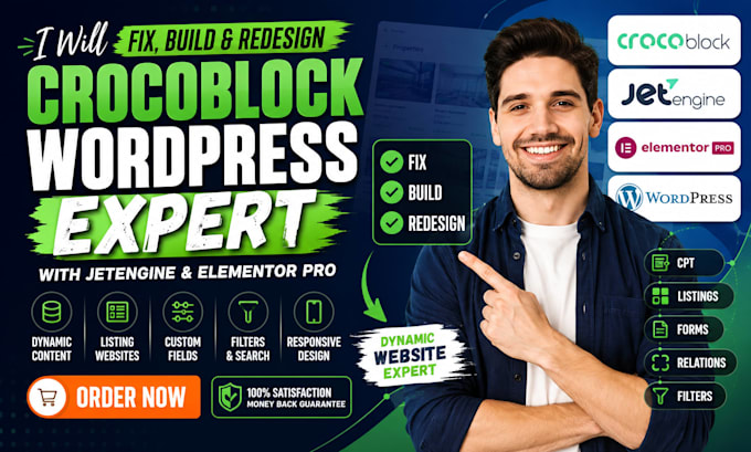 fix, build crocoblock website design wordpress website with crocoblock jetengine