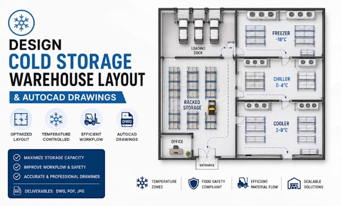 design cold storage warehouse layout autocad drawings