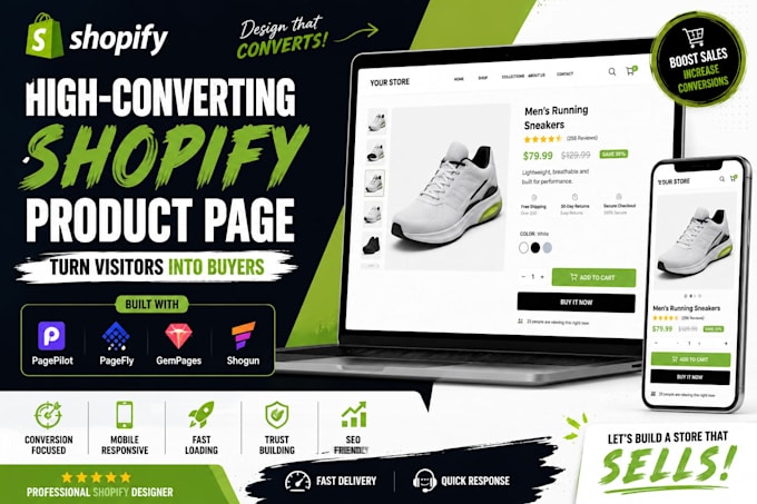 design a high converting shopify product page using pagepilot, shogun, pagefly