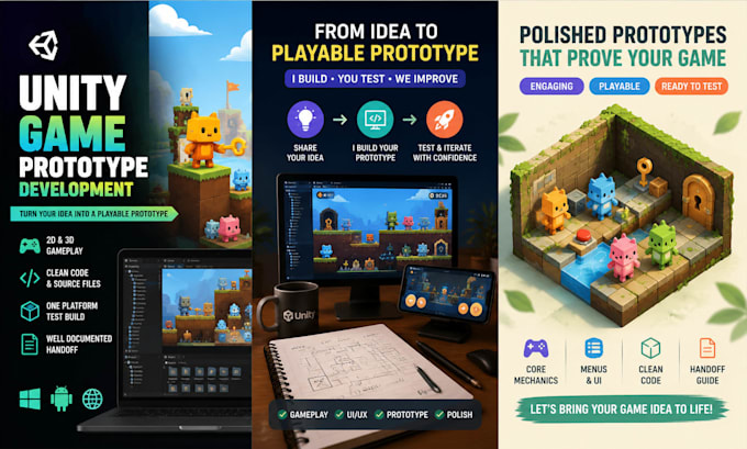 create a unity 2d or 3d game prototype