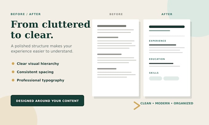 professionally redesign and format your resume or CV