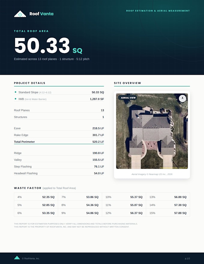 do roofing material takeoff and roof estimate