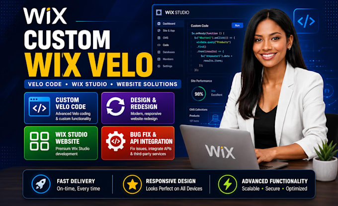 do custom wix velo code,wix velo,design redesign wix website,wix studio website