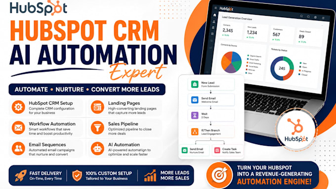 setup hubspot CRM automation and lead nurturing workflows, crm pipeline setup