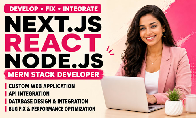 develop nextjs react nodejs web app mern API integration bug fix and backend