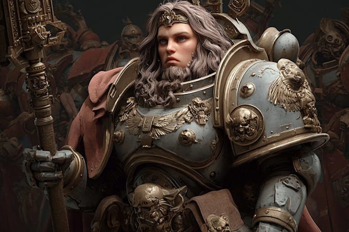 draw a cinematic warhammer 40k space marine portrait
