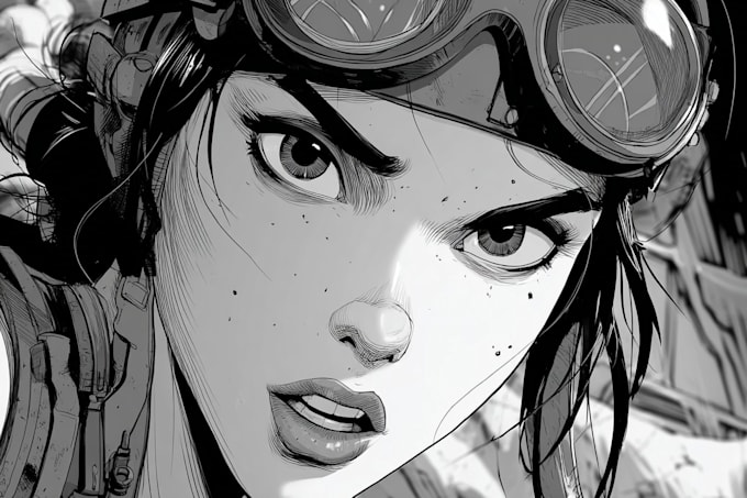 black and white portrait illustration