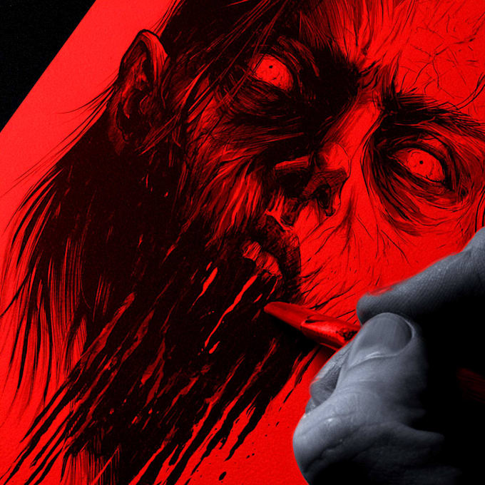 draw bloody horror illustration