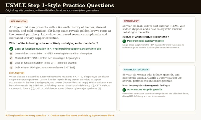 write usmle step 1 style practice questions with explanations