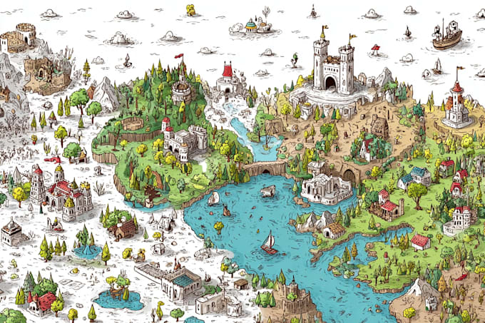 create doodle illustrated vector map