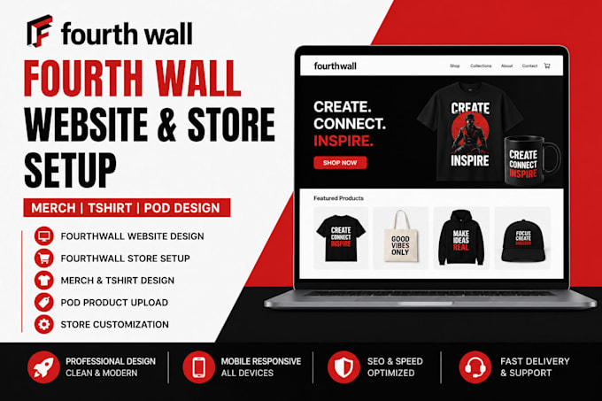 design fourth wall website fourthwall store set up merch tshirt pod design