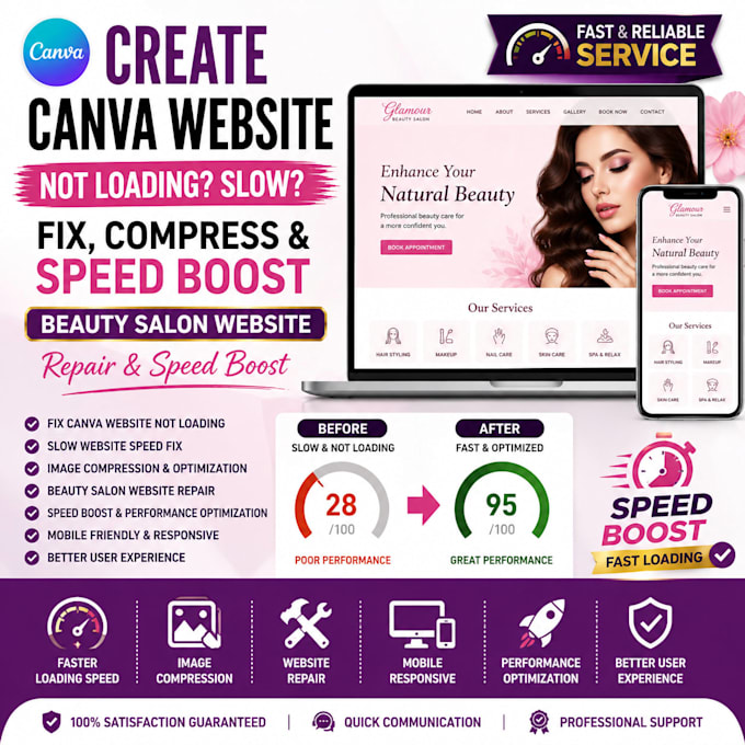 create canva website not loading slow fix image compression speed boost repair
