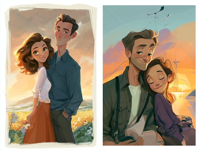 draw  couple portrait illustration
