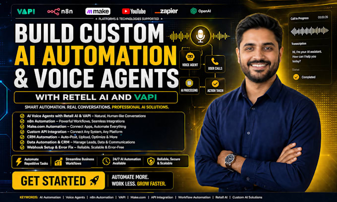 retell vapi ai voice agent n8n automation make com build custom api integration