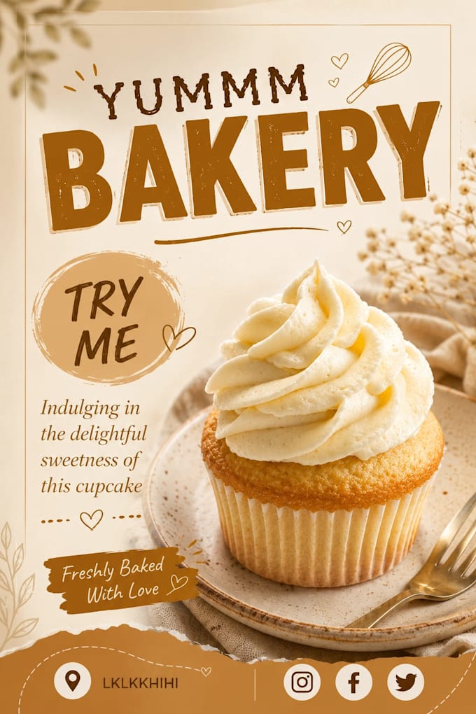 design food menu, bakery ads and restaurant social media posts
