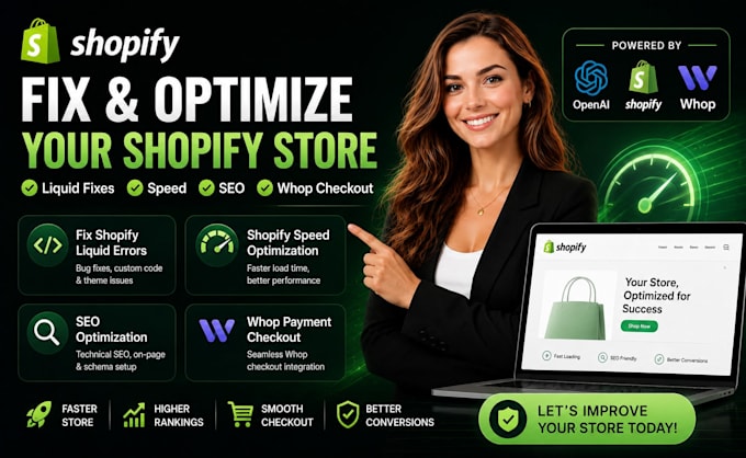 fix shopify liquid error shopify speed, seo optimization whop payment checkout