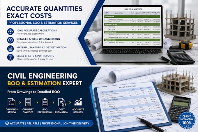 do construction quantity takeoff, boq, cost estimation and excel work
