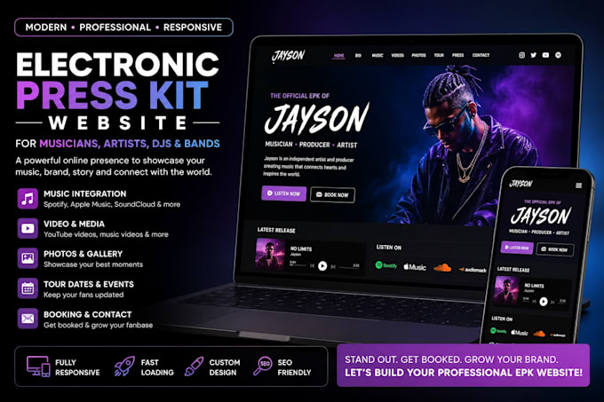 design a modern electronic press kit epk website