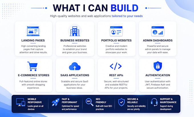 develop a professional responsive full stack website