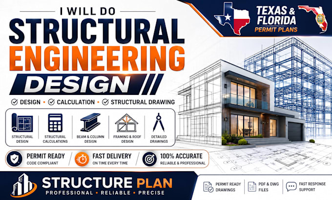 do structural engineering design, calculation and  structural drawing tx fl