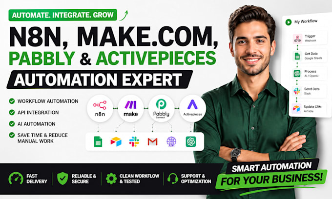 setup n8n, make com, pabbly api integration, activepieces, italian ai workflow