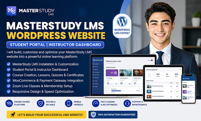 customize masterstudy lms wordpress website, student portal instructor dashboard