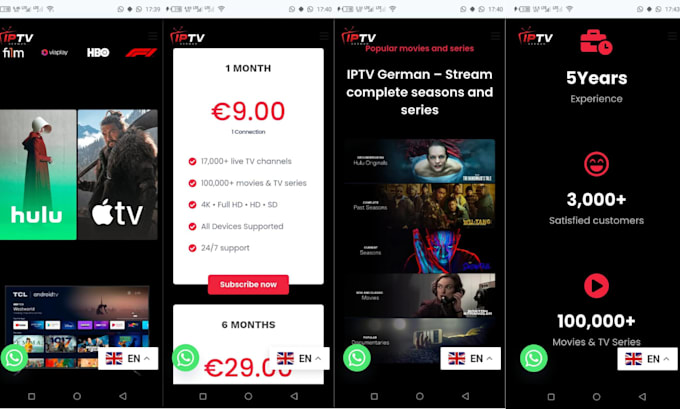 design a modern iptv website with wordpress and elementor