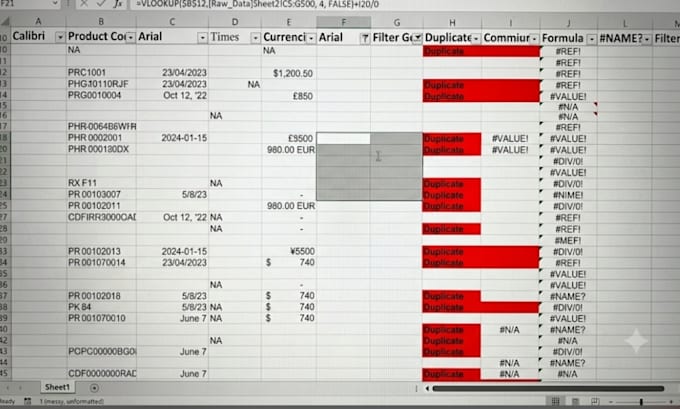 do excel data cleaning, formatting, remove duplicates and fix errors