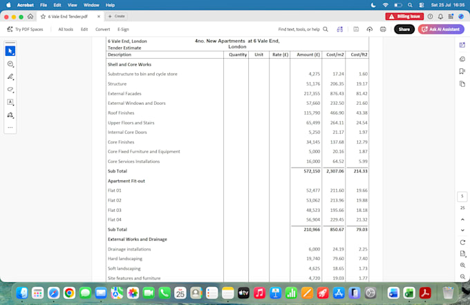 prepare construction cost estimates and bill of quantities