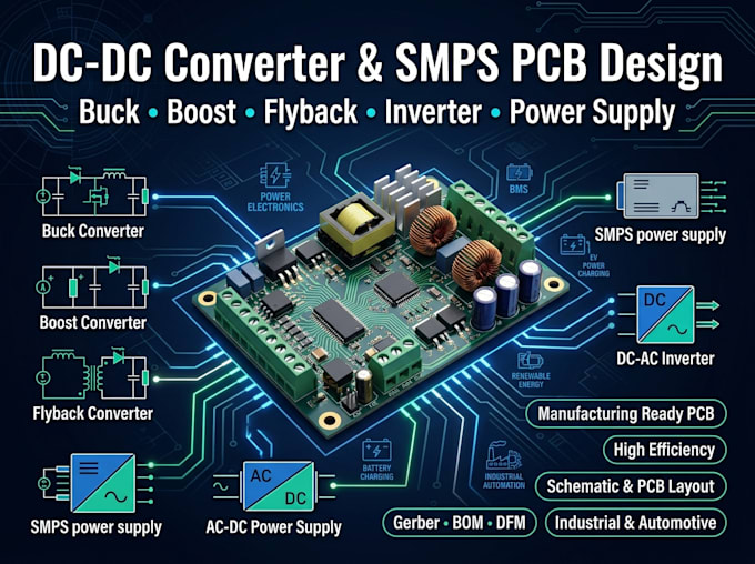 design buck, boost, flyback, smps, inverter, and power supply pcb
