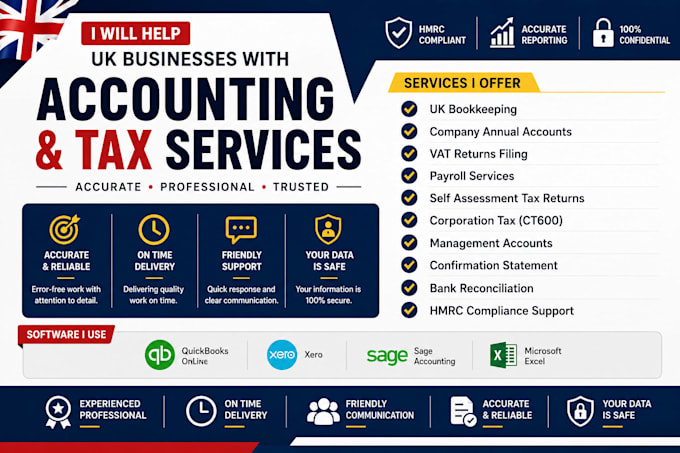 provide UK bookkeeping, payroll, vat and hmrc compliant accounting
