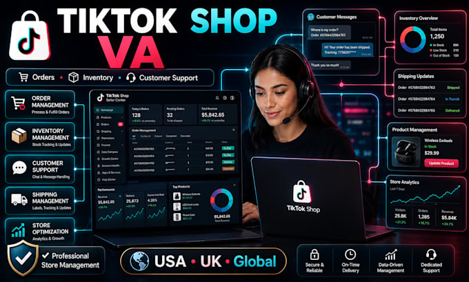 manage tiktok shop, orders, inventory and customer support