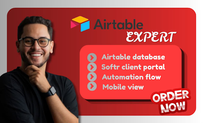 build airtable database, airtable automation, softr web app and client portal