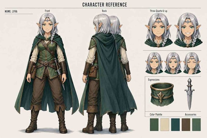 draw character sheet or reference sheet for your characters