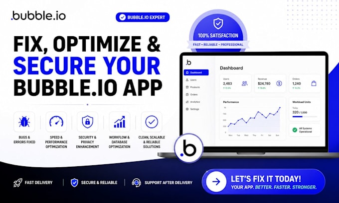 fix bugs errors issues optimize speed security bubble io app developer expert