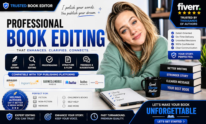 book editing and formatting, developmental editing, proofreading, kdp formatting