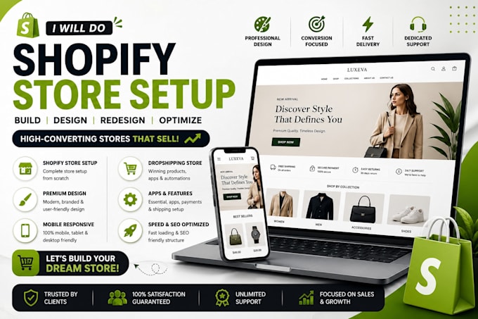 do shopify store setup build shopify store ecommerce store dropshipping store