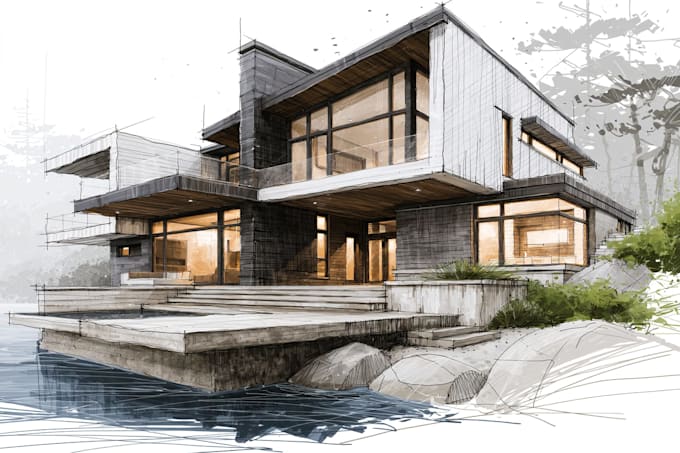 do architecture sketches in high quality